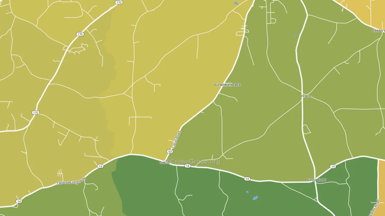 Claud, AL Map of Assault Rates