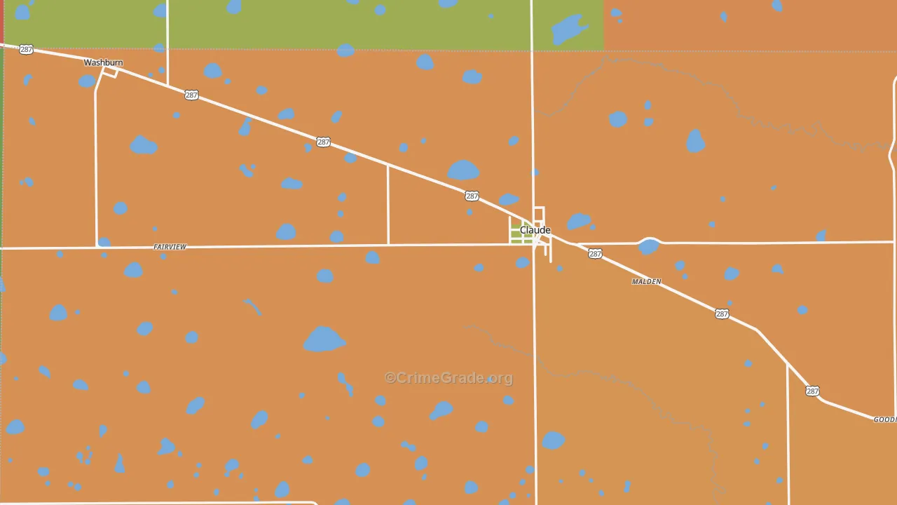 Claude, TX Map of Assault Rates