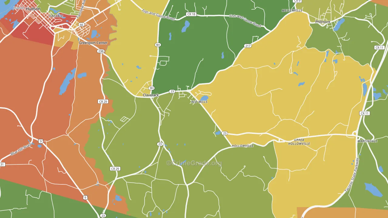 Claverack, NY Map of Assault Rates