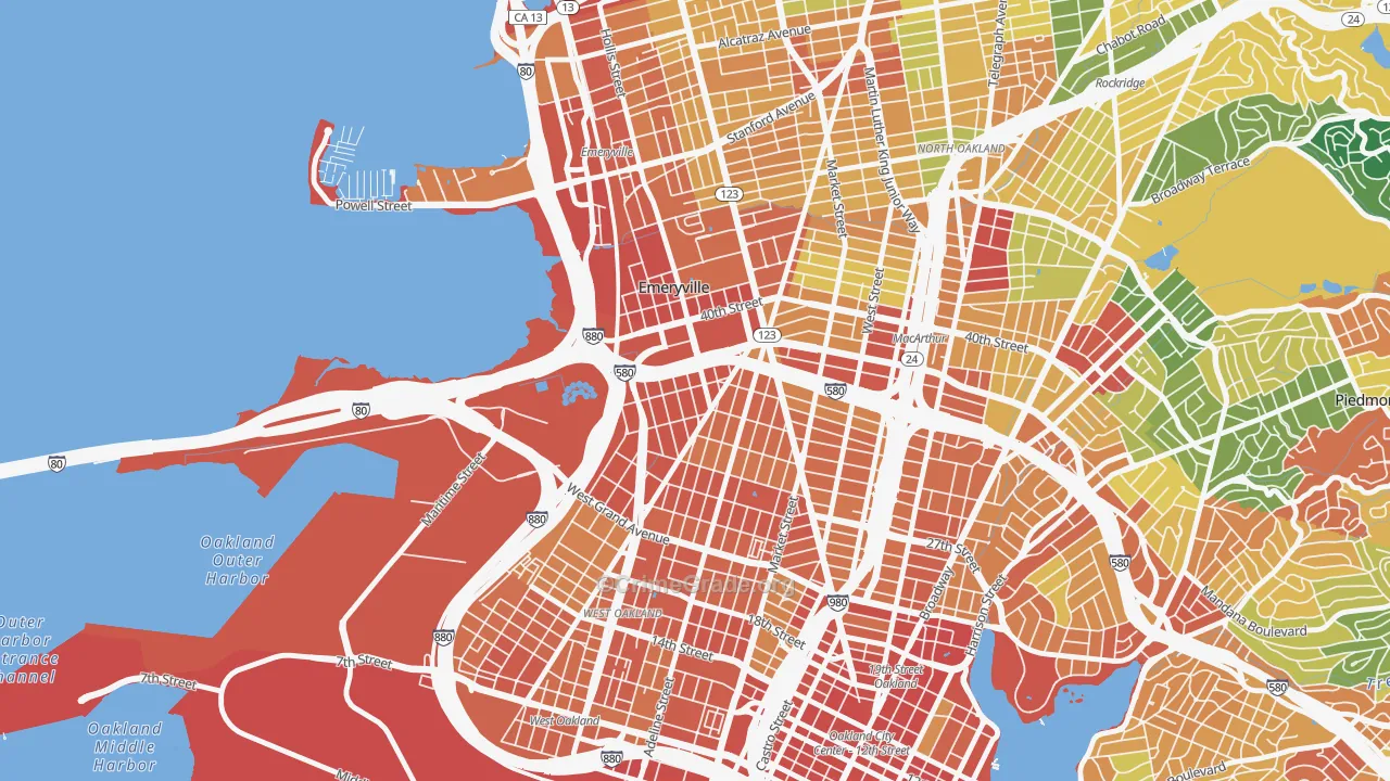 Clawson, Emeryville, CA Map of Assault Rates