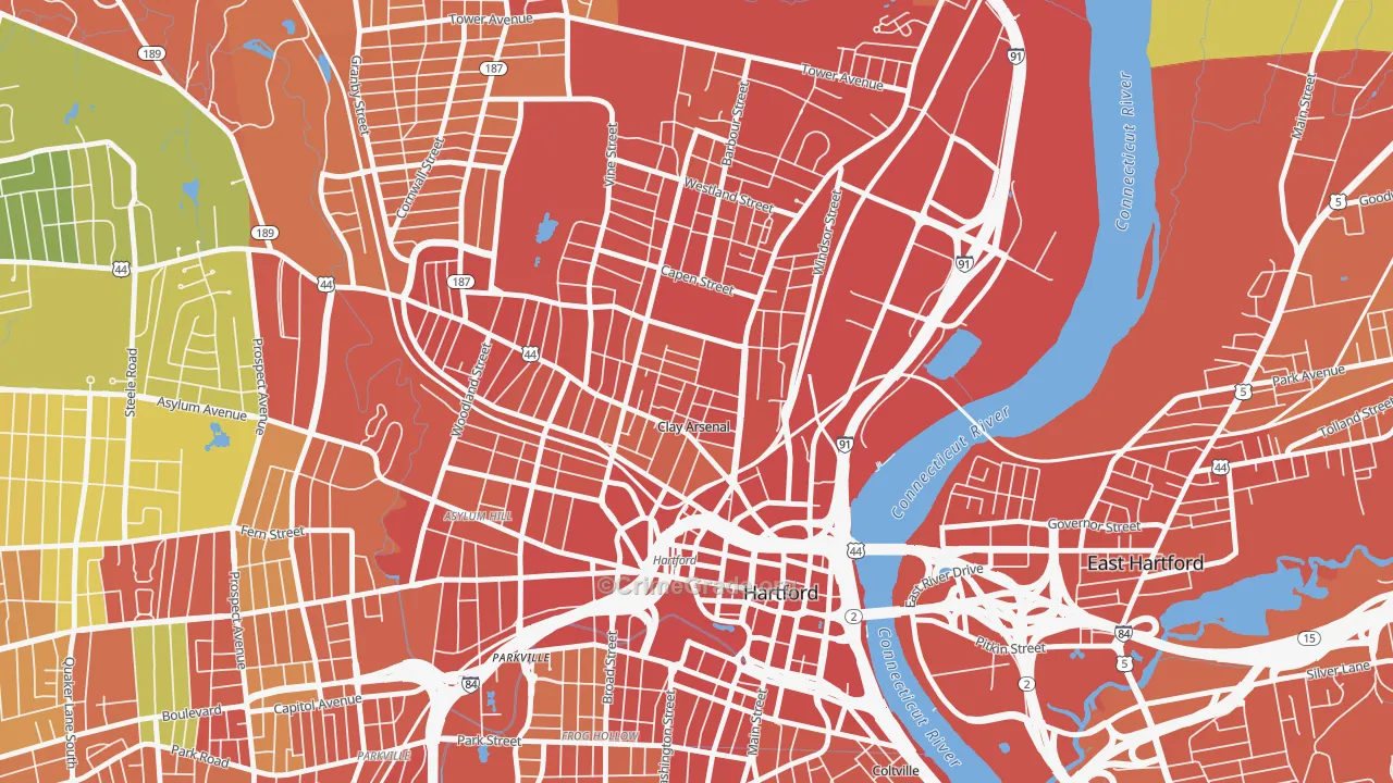 Clay Arsenal, Hartford, CT Map of Assault Rates