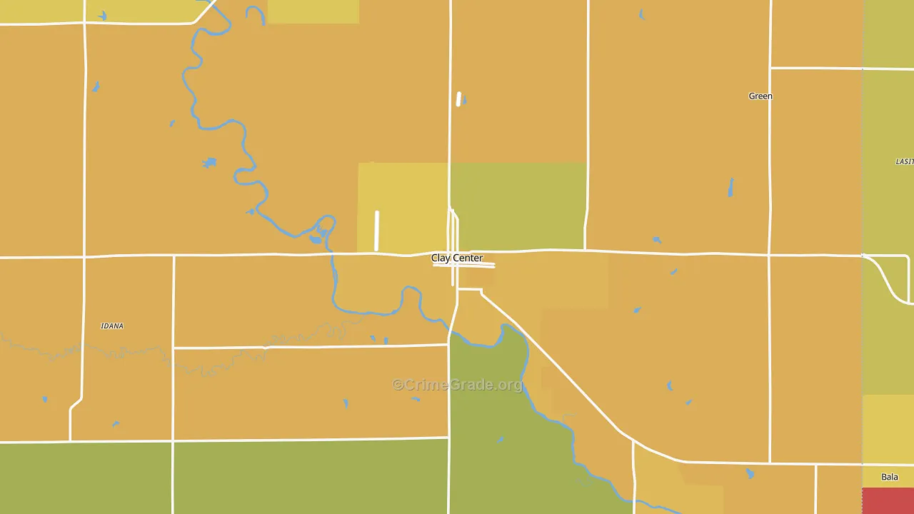 Clay Center, KS Map of Assault Rates