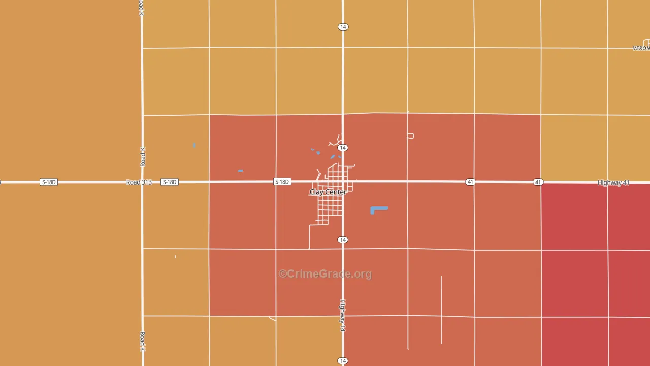 Clay Center, NE Map of Assault Rates