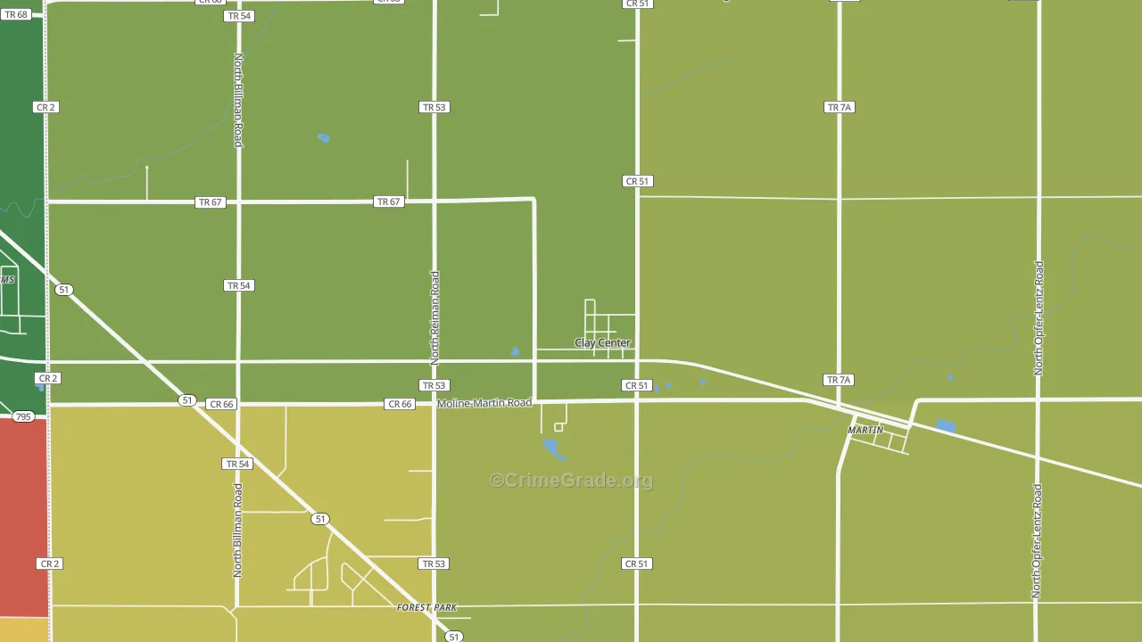 Clay Center, OH Map of Assault Rates