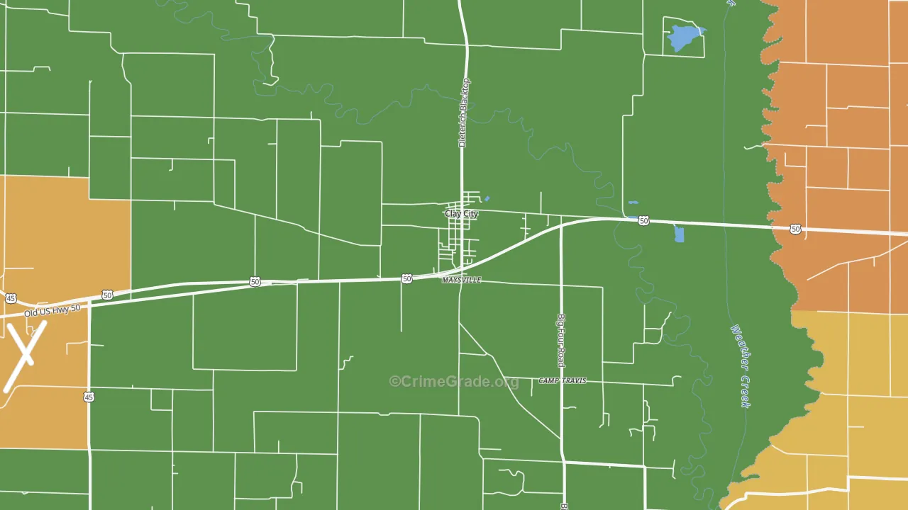 Clay City, IL Map of Assault Rates