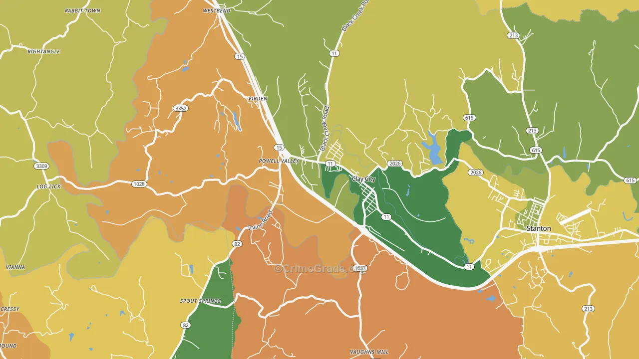 Clay City, KY Map of Assault Rates