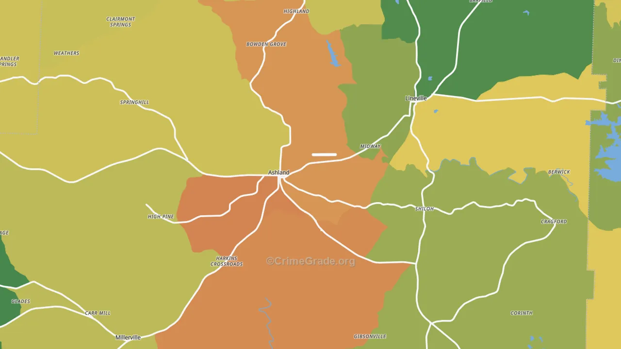 Clay County, AL Map of Assault Rates