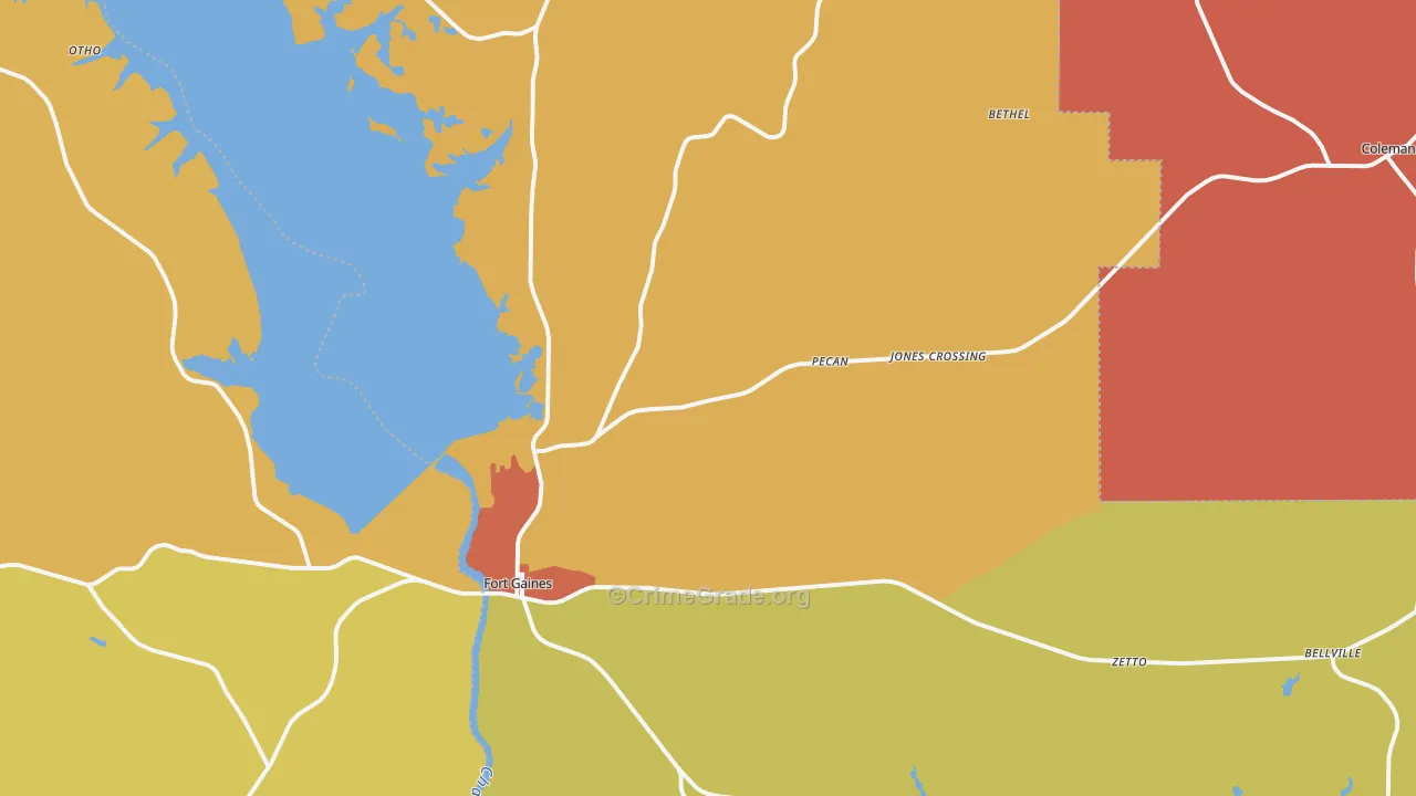 Clay County, GA Map of Assault Rates