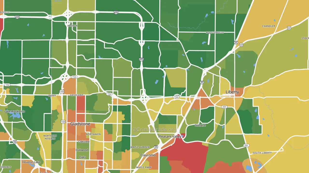 Clay County, MO Map of Assault Rates