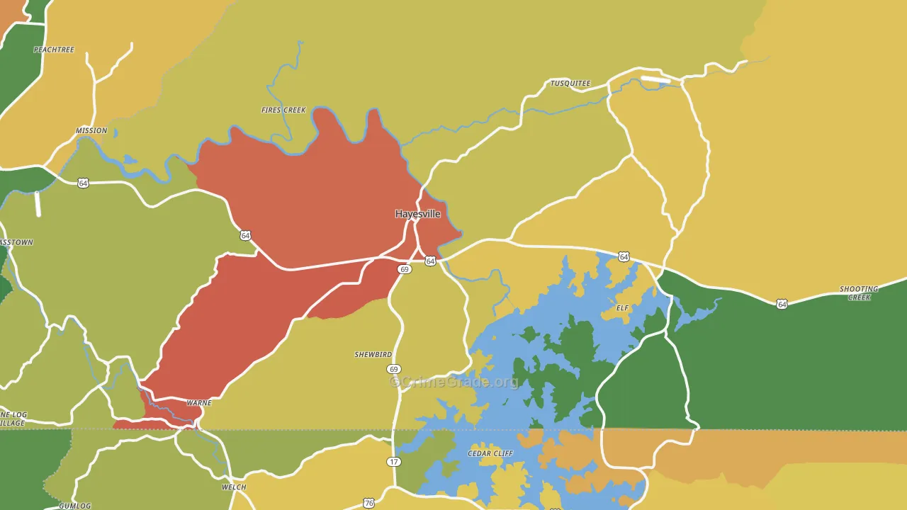 Clay County, NC Map of Assault Rates
