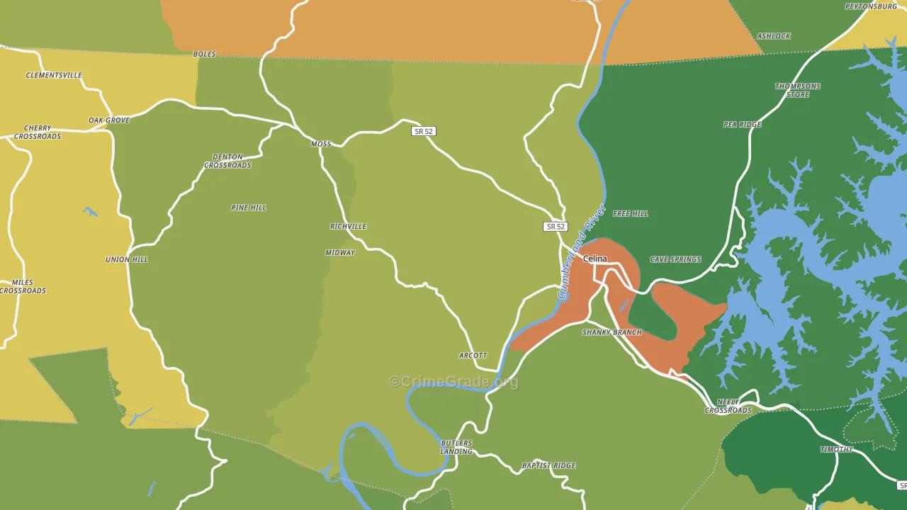 Clay County, TN Map of Assault Rates