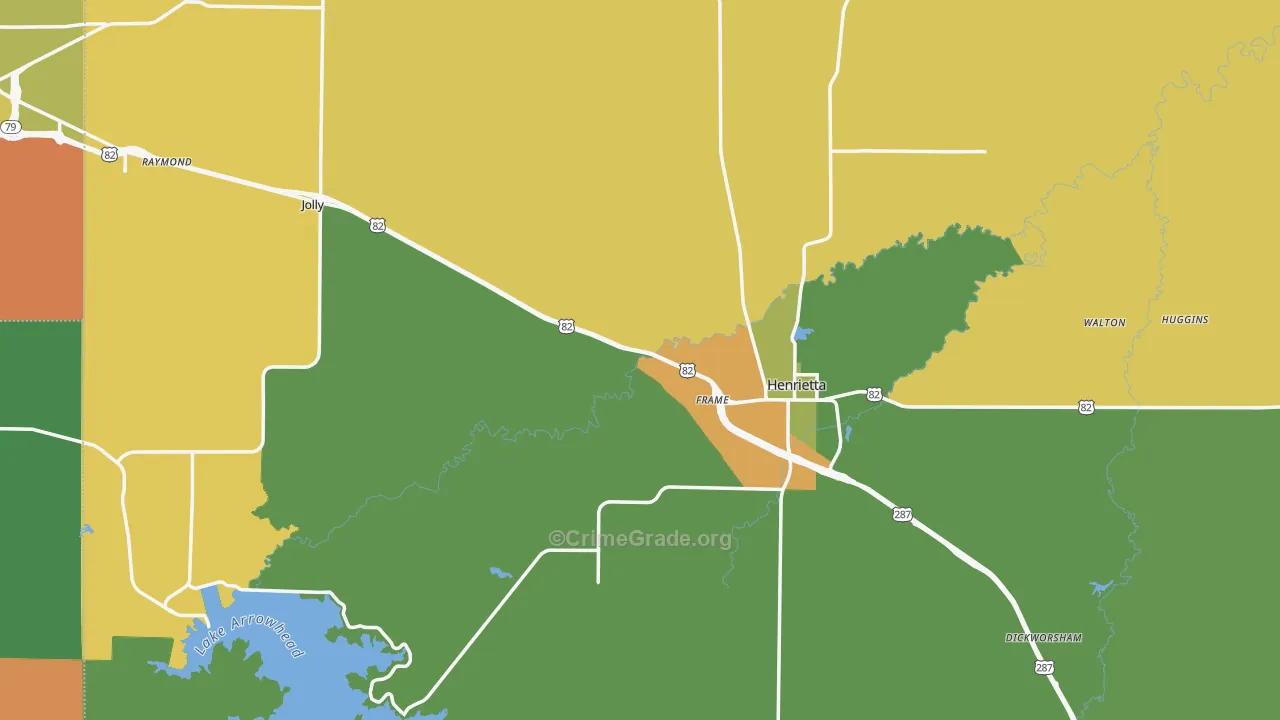 Clay County, TX Map of Assault Rates