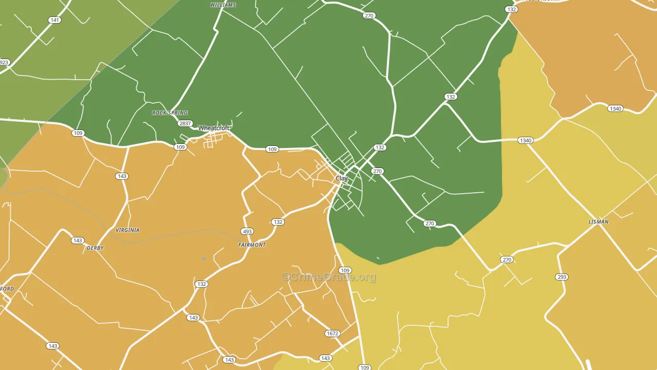 Clay, KY Map of Assault Rates