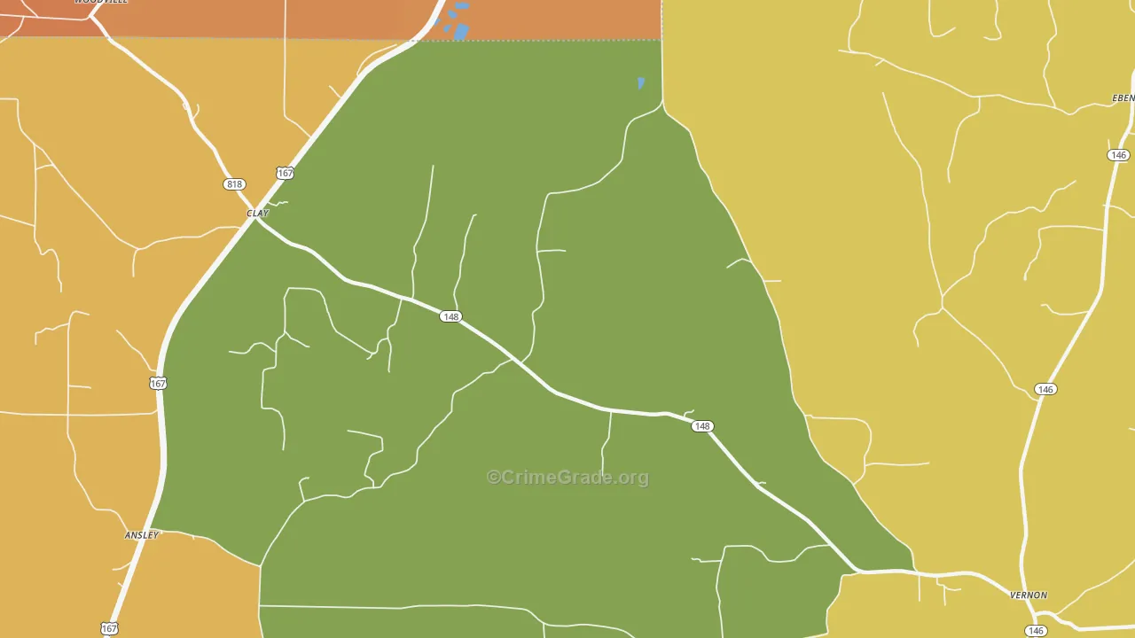 Clay, LA Map of Assault Rates