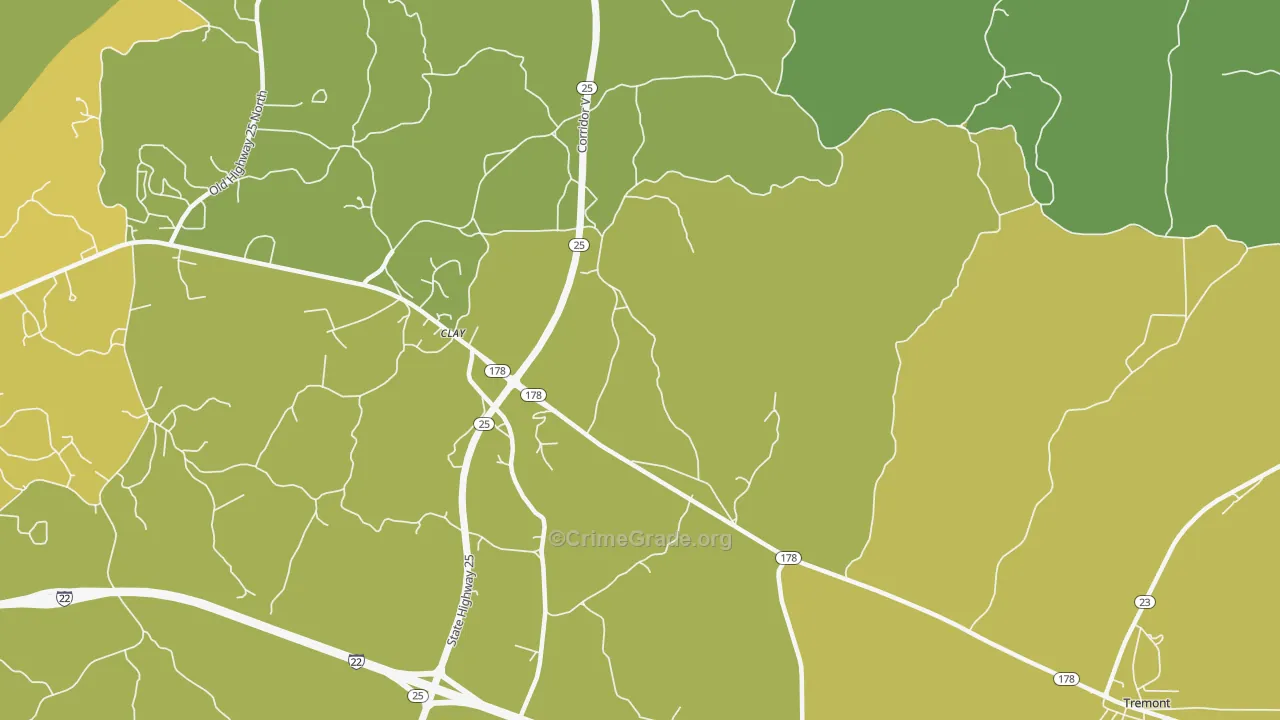 Clay, MS Map of Assault Rates