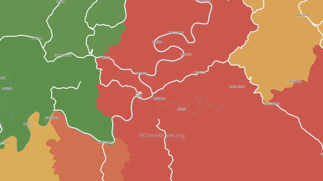 Clay, WV Map of Assault Rates
