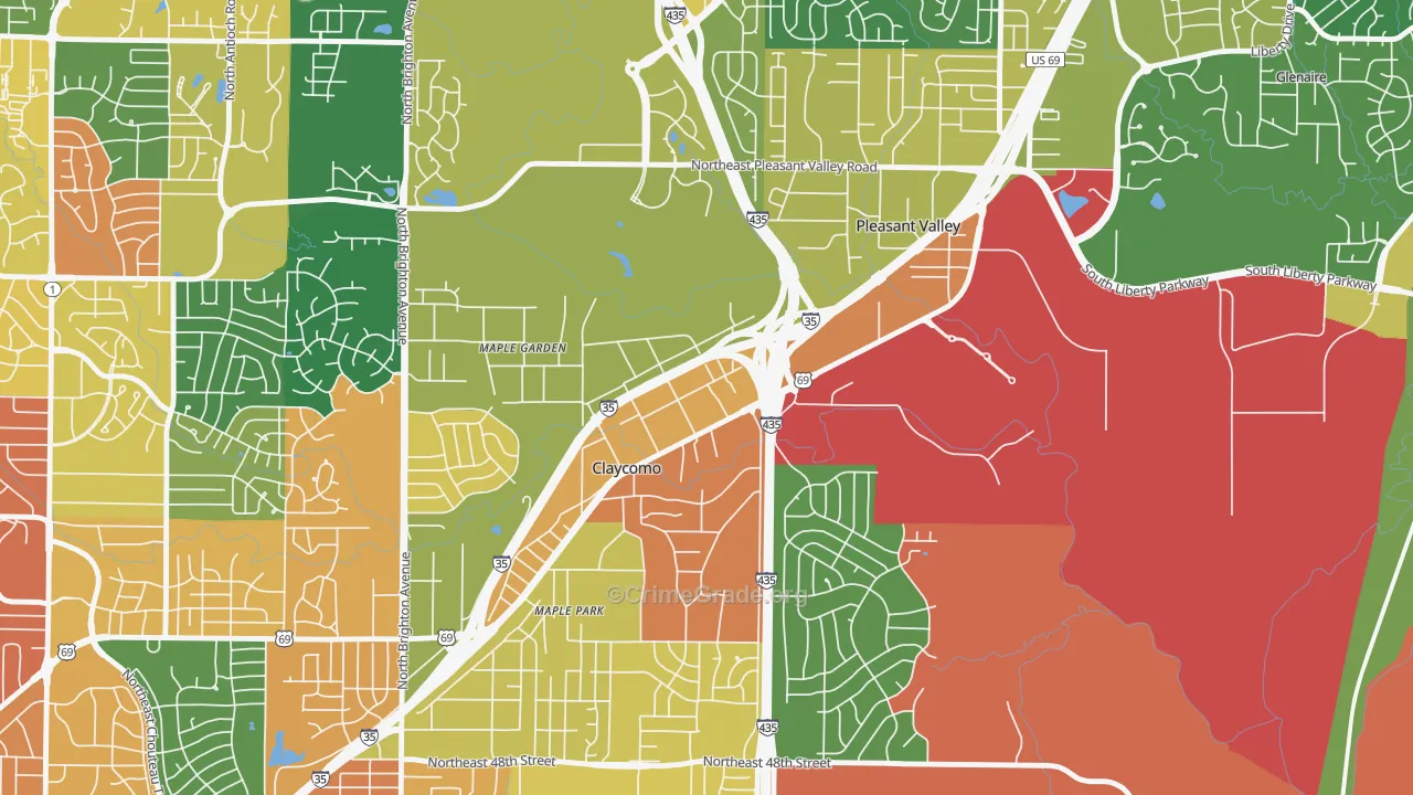 Claycomo, MO Map of Assault Rates