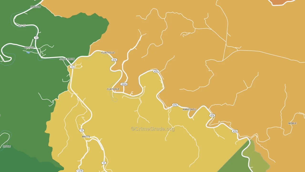 Clayhole, KY Map of Assault Rates