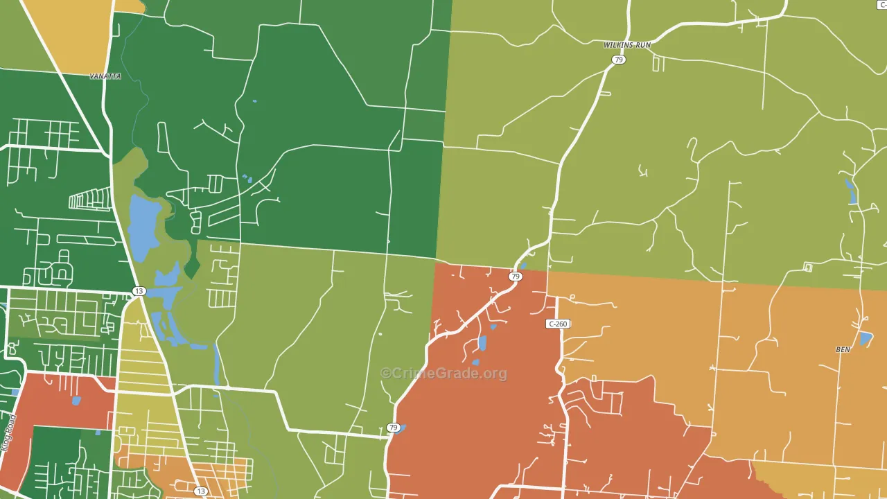 Claylick, OH Map of Assault Rates