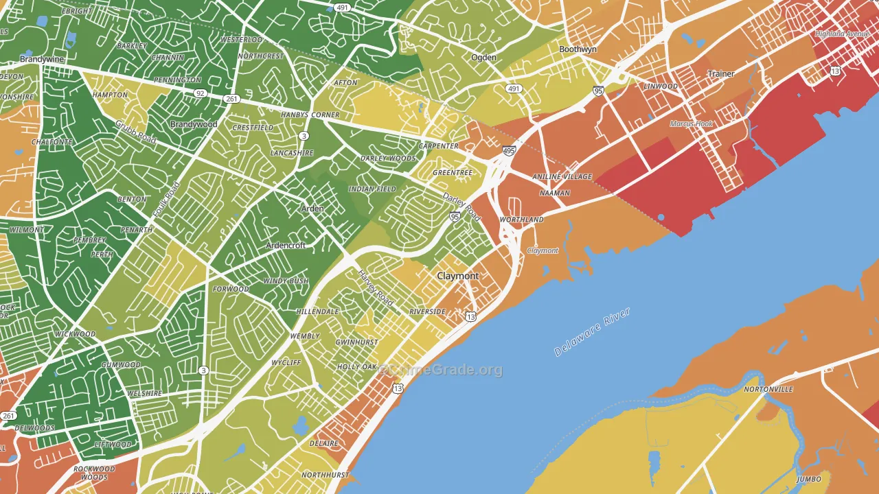 Claymont, DE Map of Assault Rates