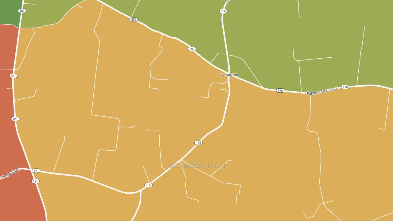 Claymour, KY Map of Assault Rates