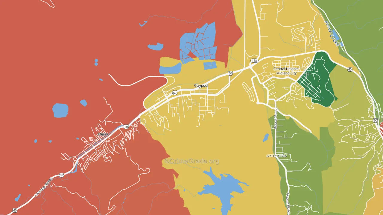 Claypool, AZ Map of Assault Rates