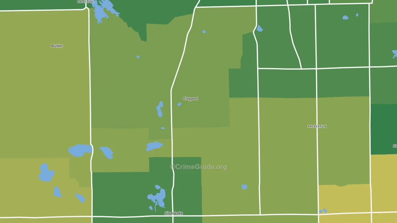 Claypool, IN Map of Assault Rates