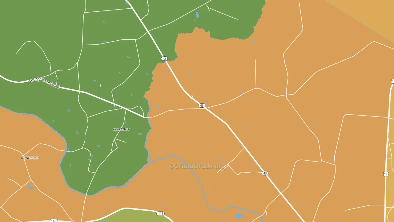 Clayroot, NC Map of Assault Rates