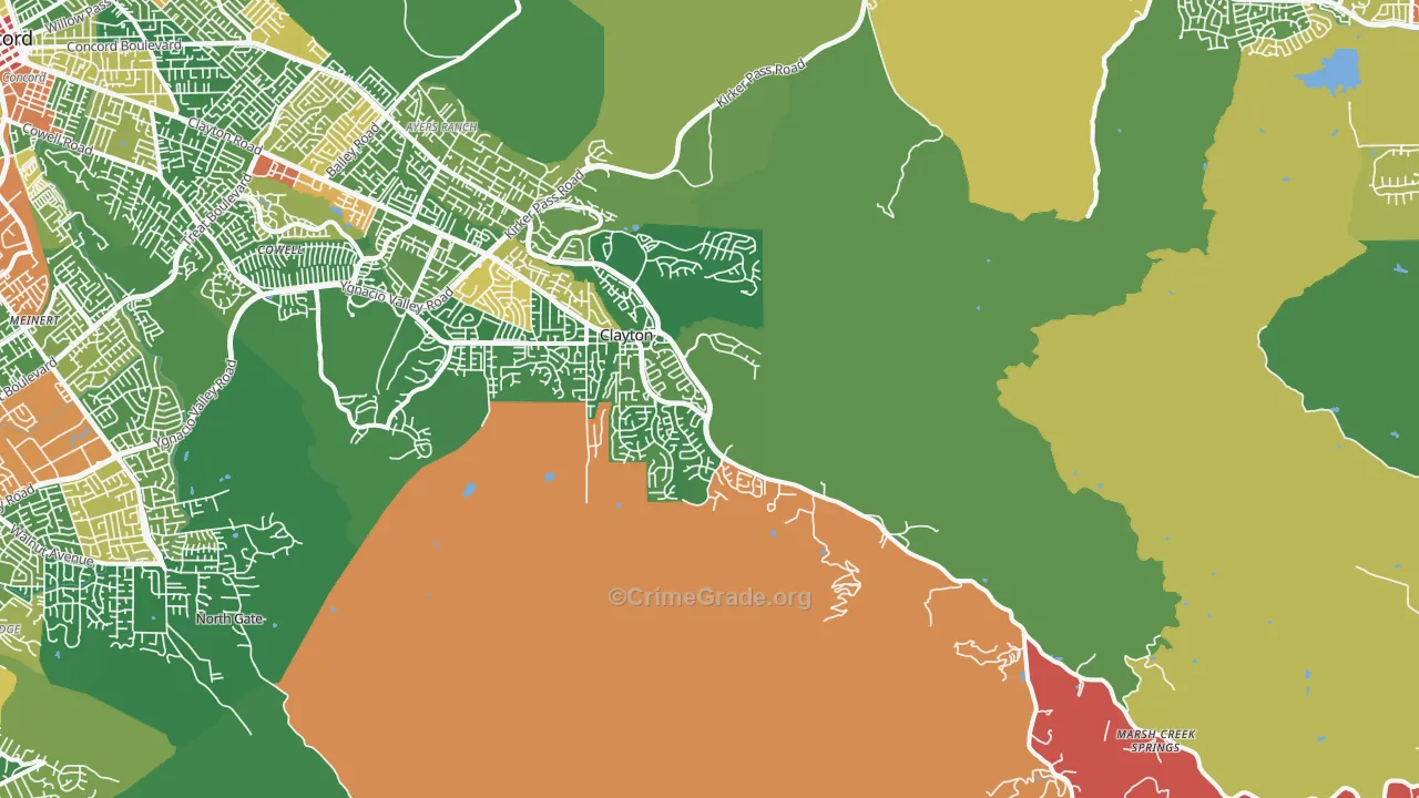 Clayton, CA Map of Assault Rates