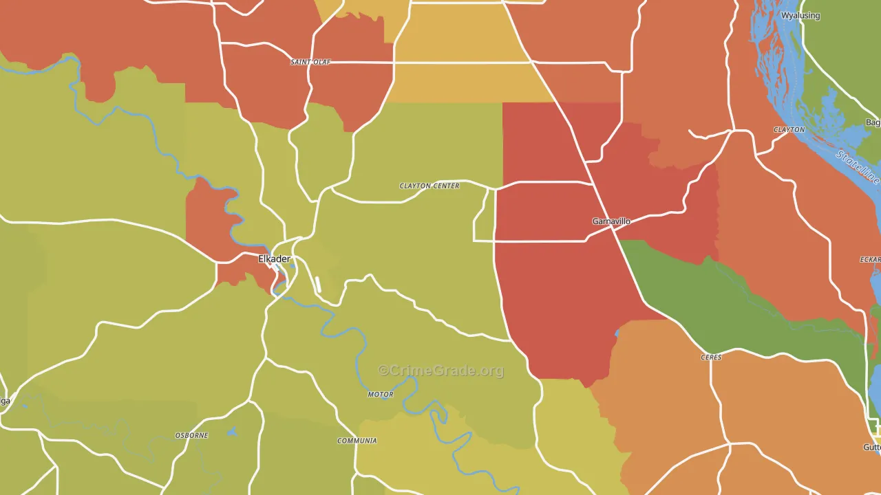 Clayton County, IA Map of Assault Rates