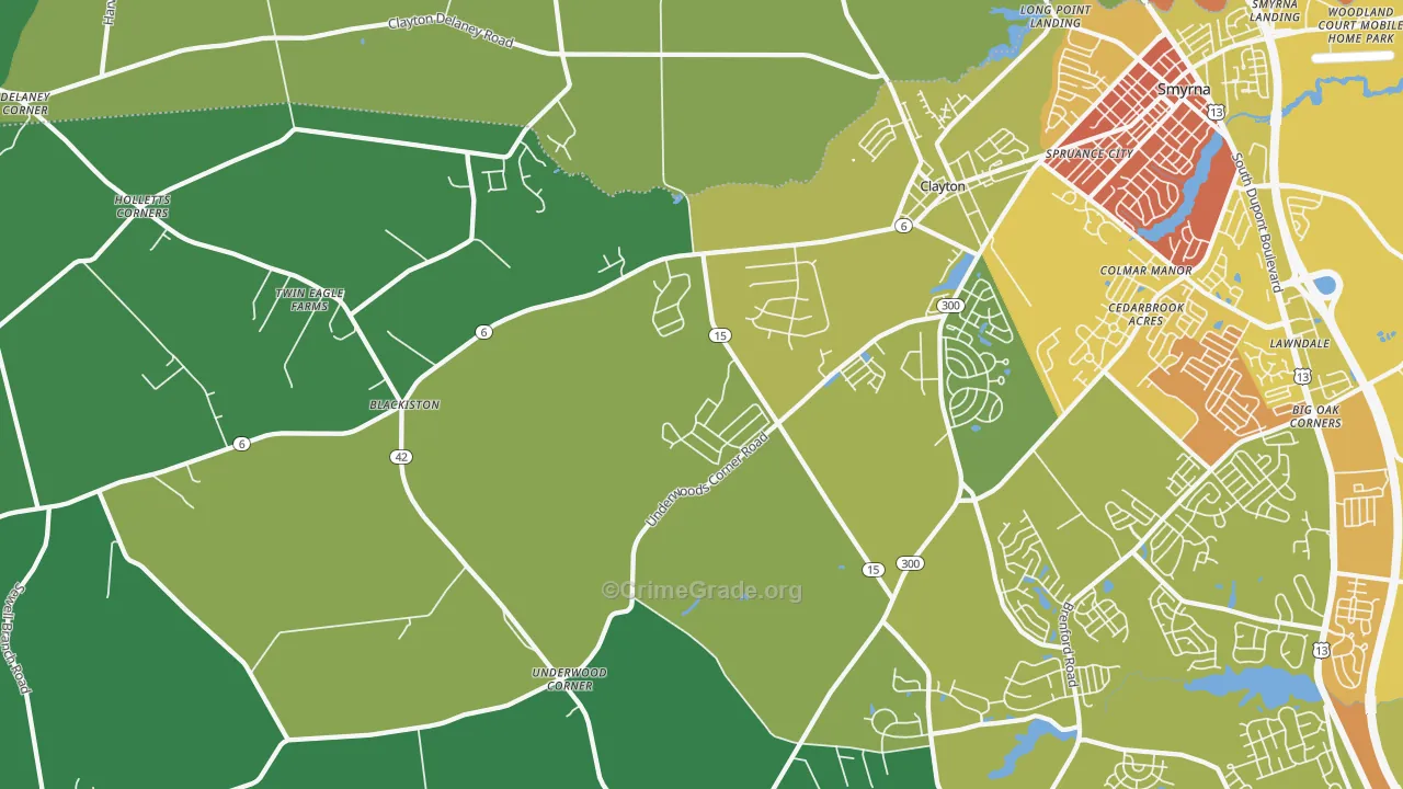 Clayton, DE Map of Assault Rates