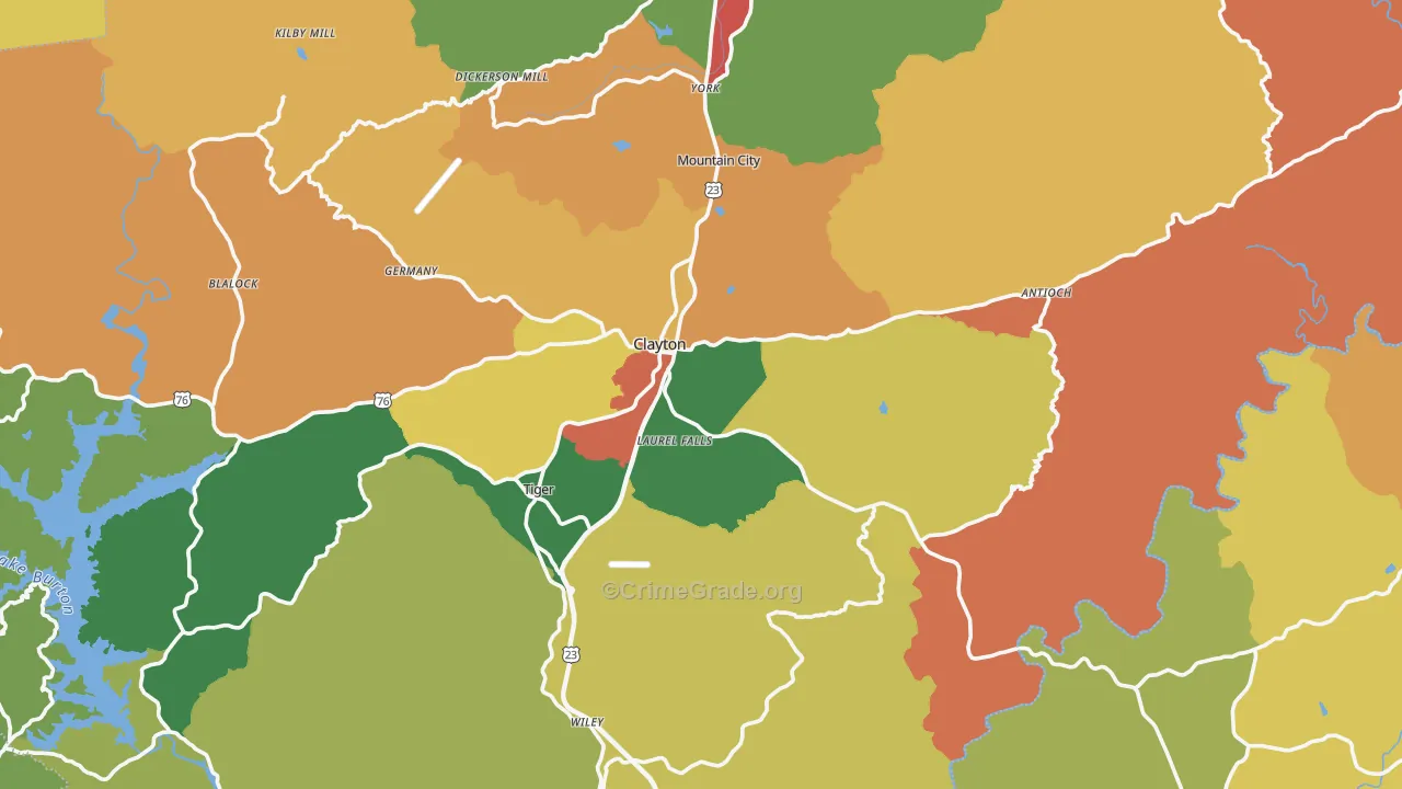 Clayton, GA Map of Assault Rates