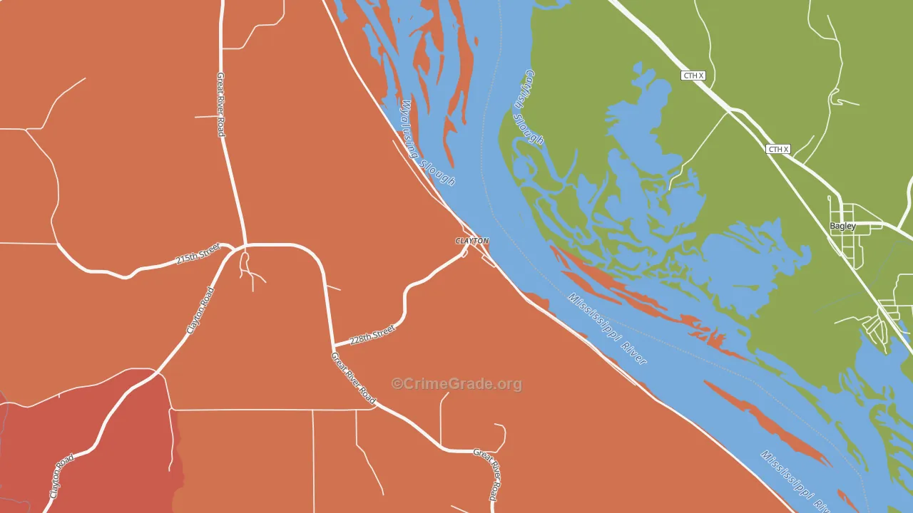 Clayton, IA Map of Assault Rates