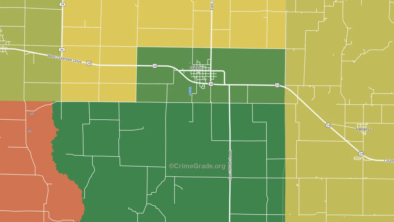 Clayton, IL Map of Assault Rates