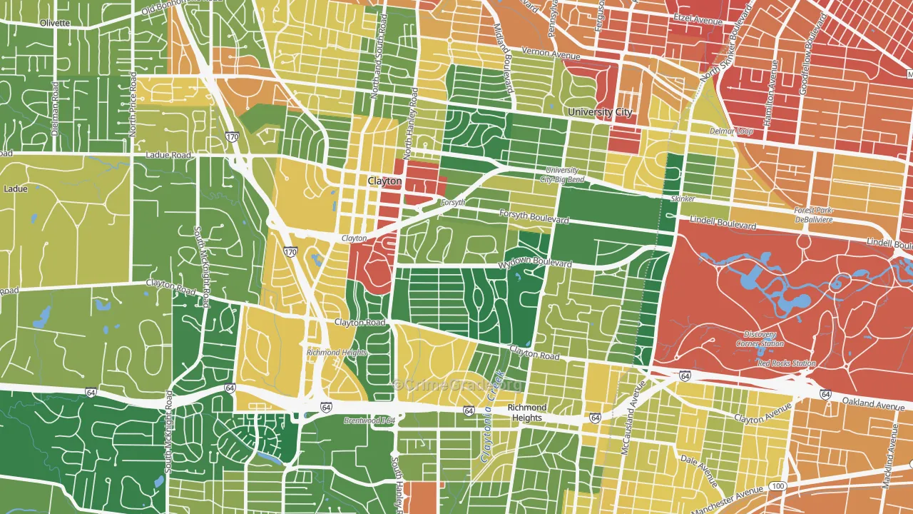 Clayton, MO Map of Assault Rates