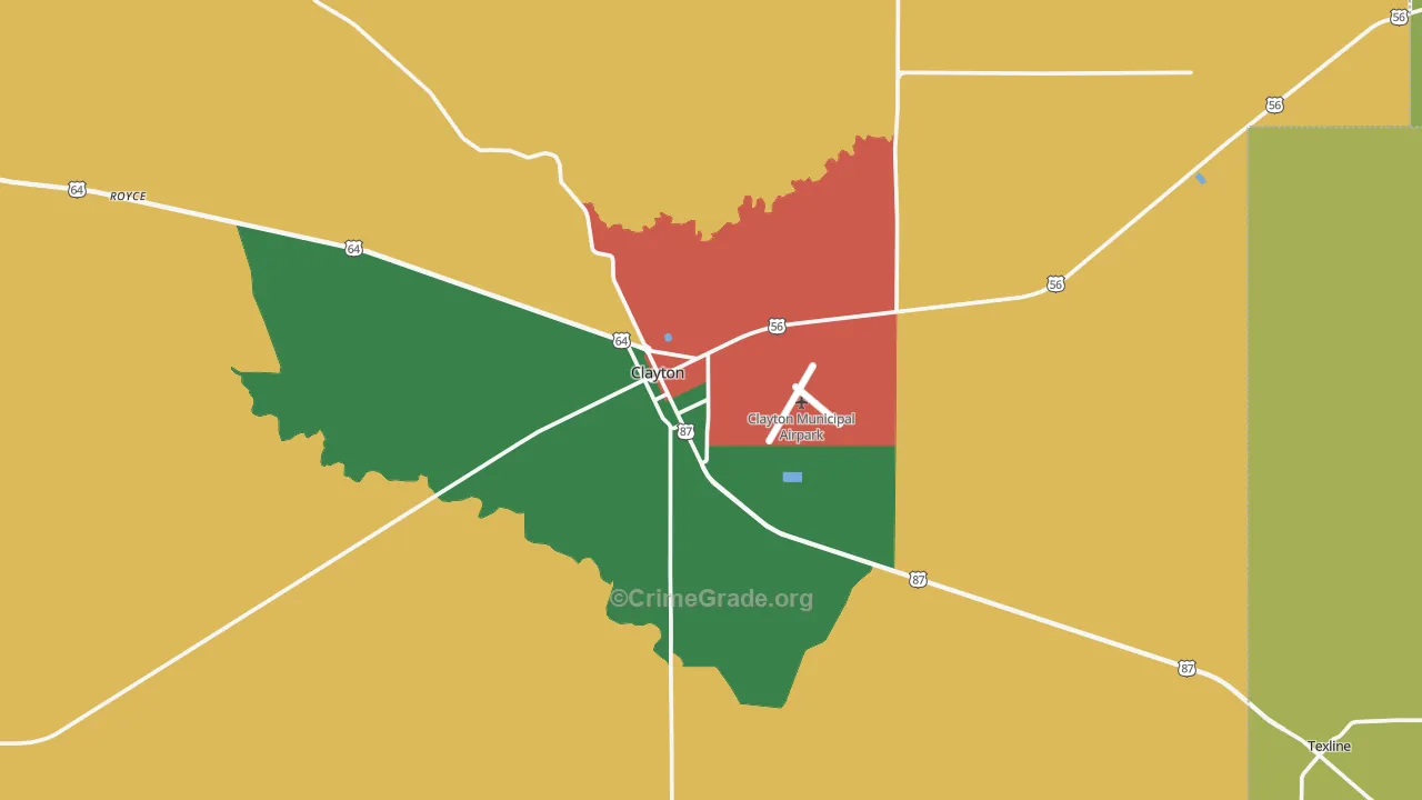 Clayton, NM Map of Assault Rates