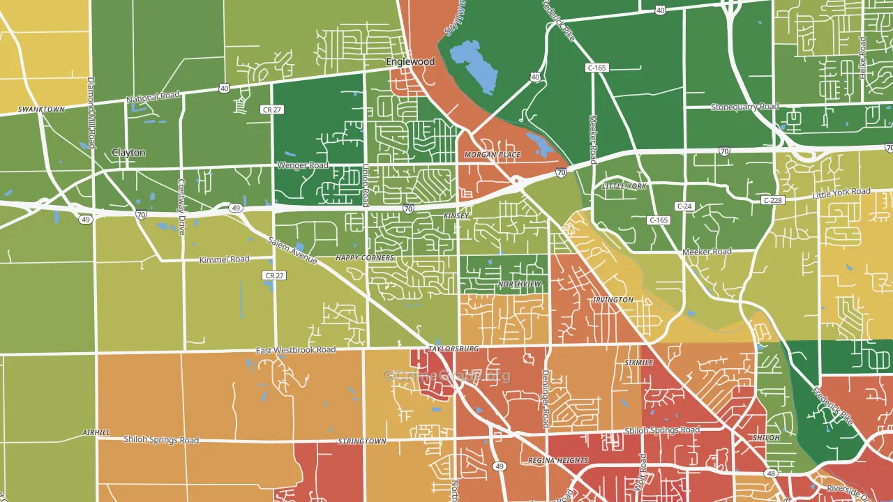 Clayton, OH Map of Assault Rates