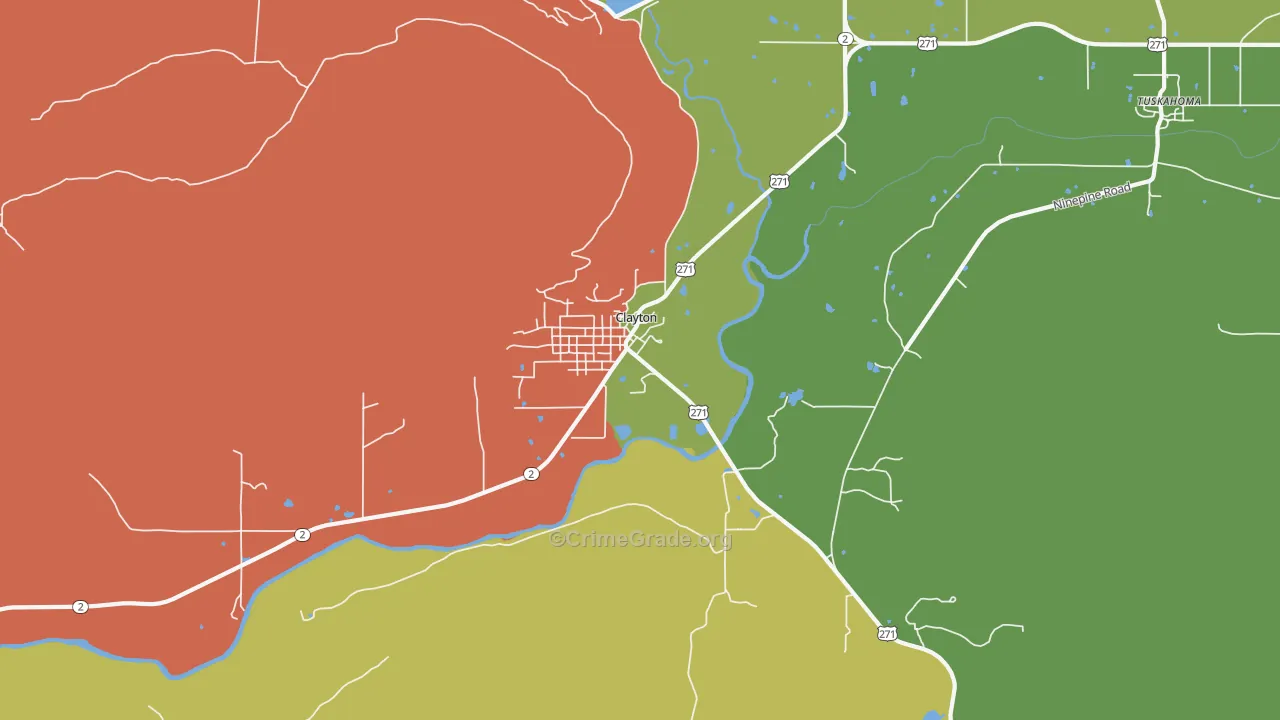 Clayton, OK Map of Assault Rates
