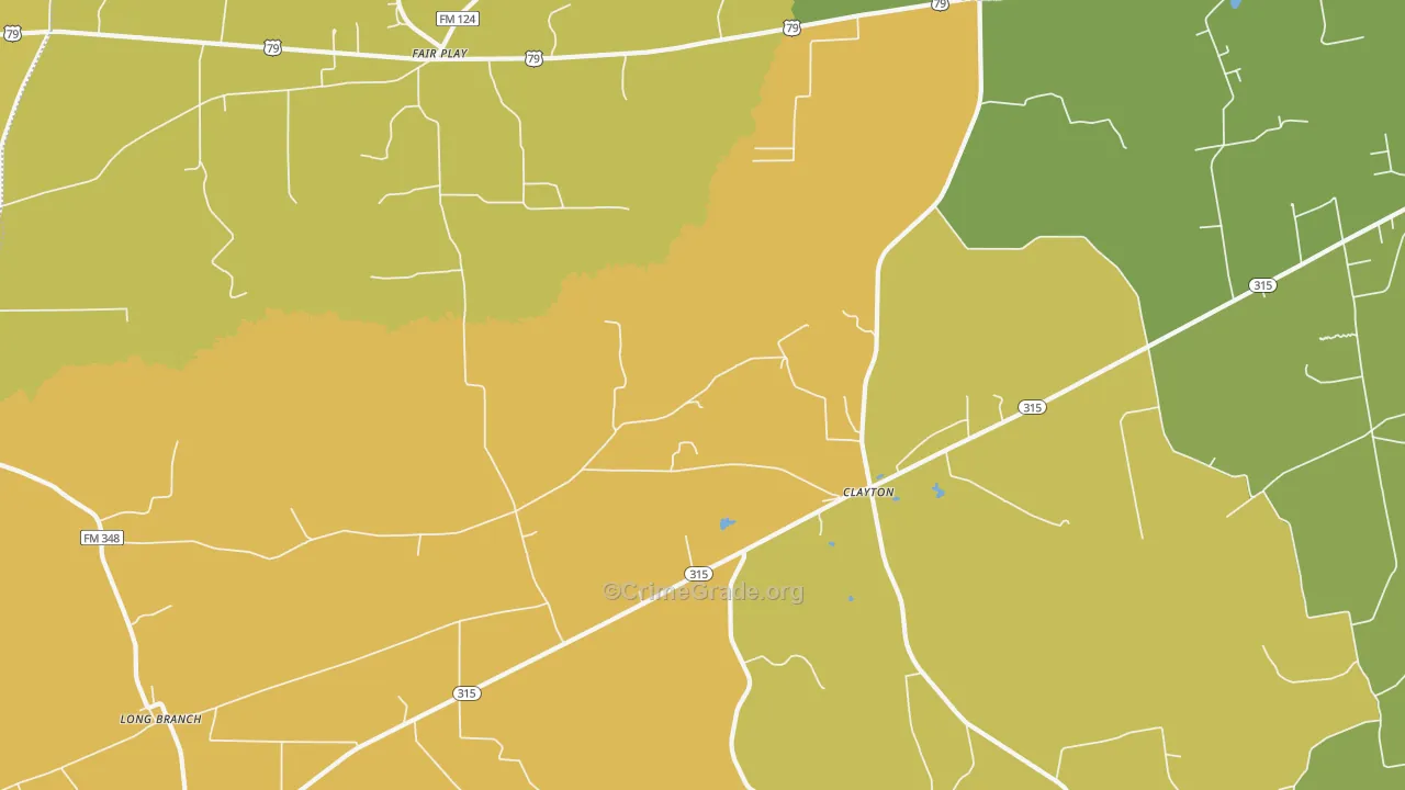 Clayton, TX Map of Assault Rates