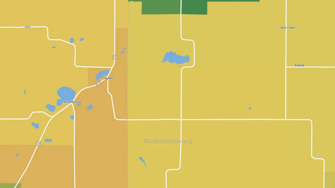 Clayton, WI Map of Assault Rates