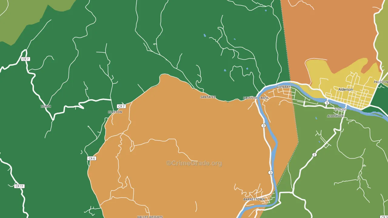 Clayton, WV Map of Assault Rates