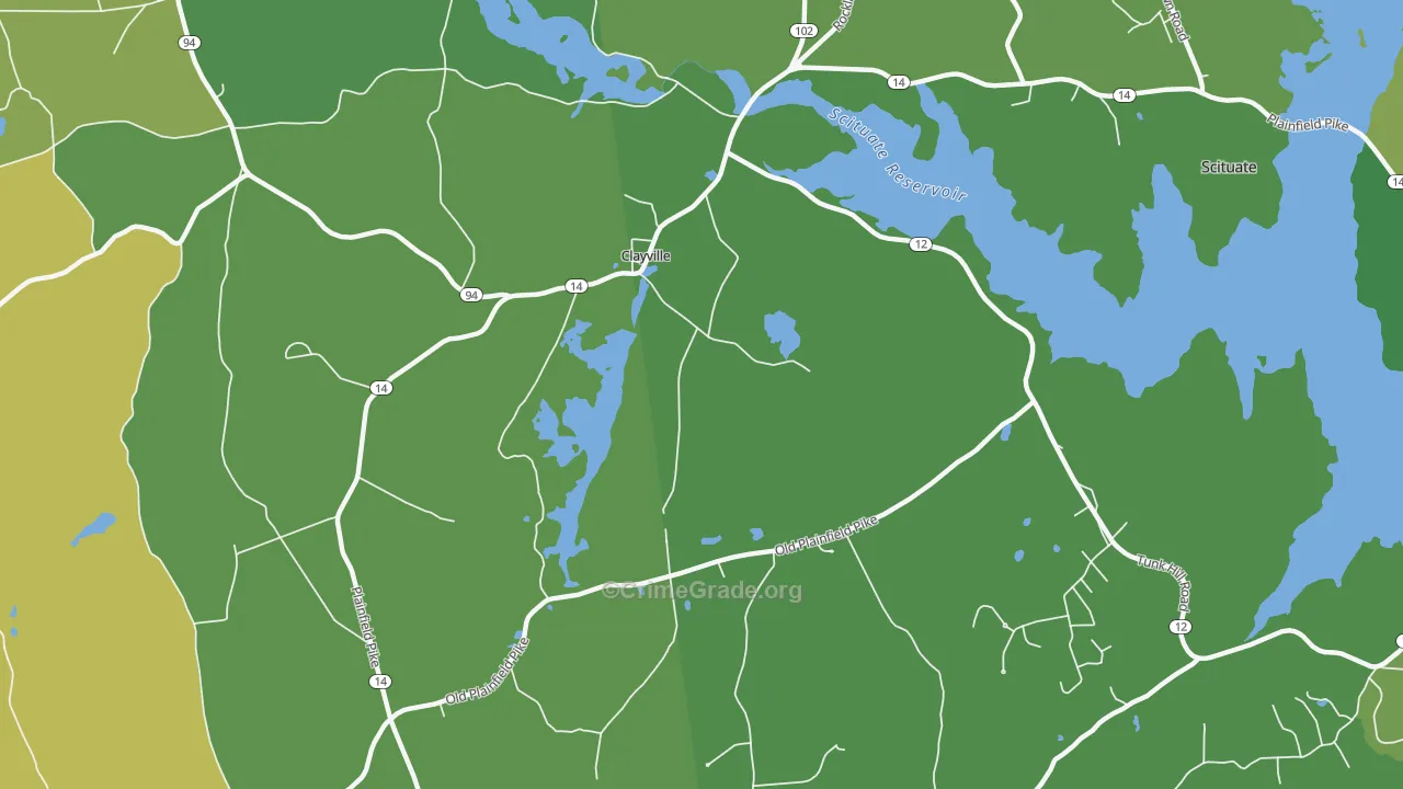 Clayville, RI Map of Assault Rates