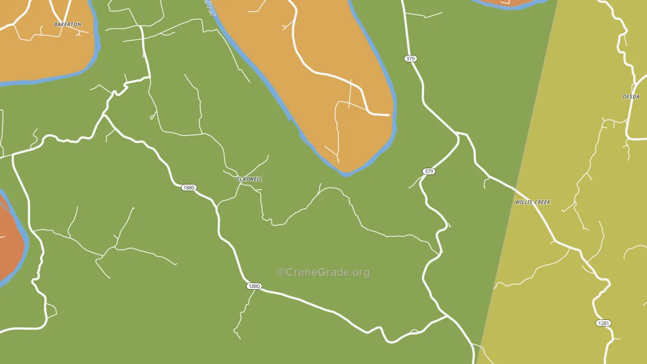 Claywell, KY Map of Assault Rates