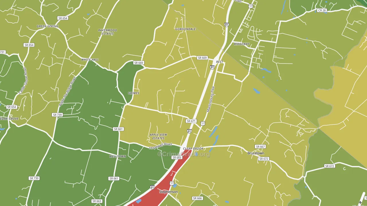 Clear Brook, VA Map of Assault Rates