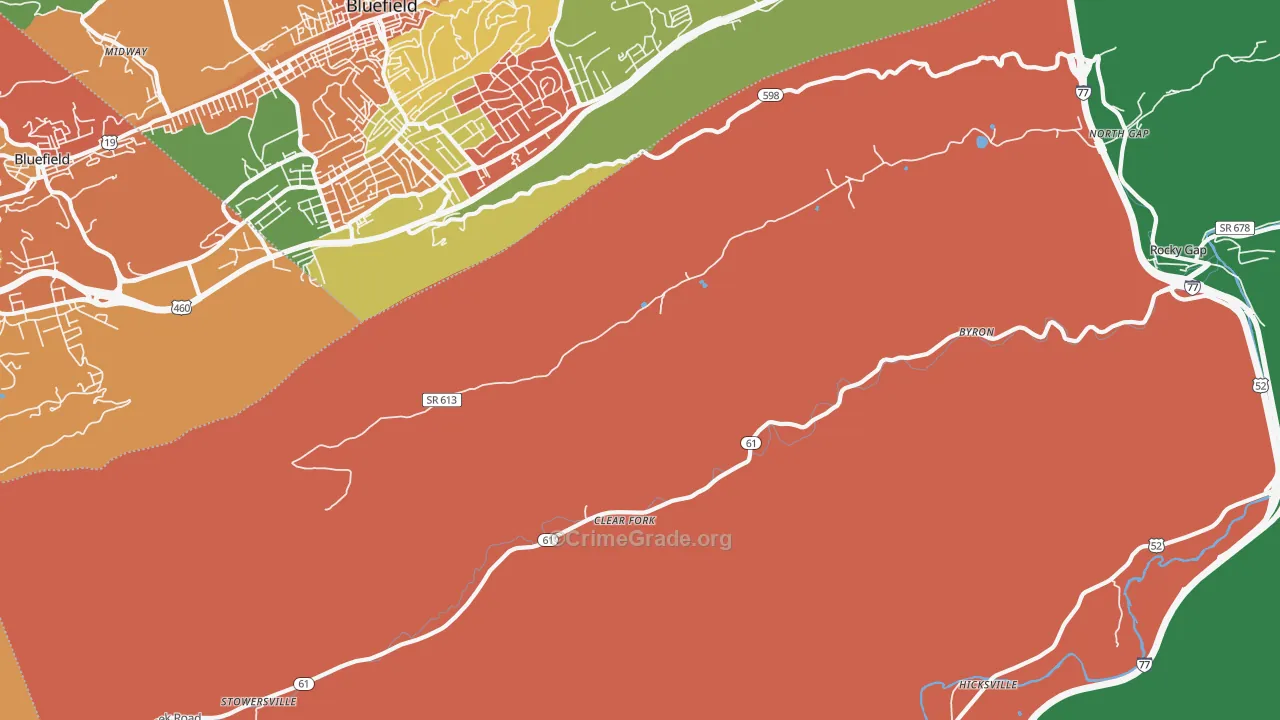 Clear Fork, VA Map of Assault Rates