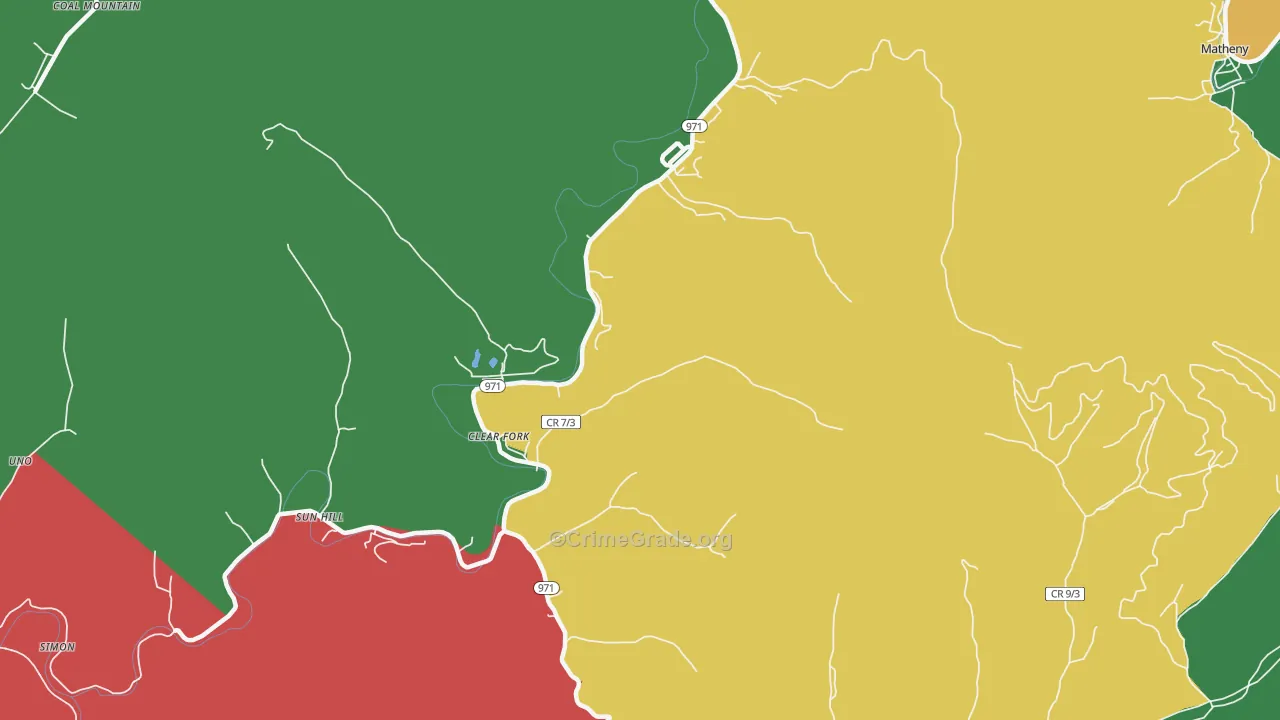 Clear Fork, WV Map of Assault Rates