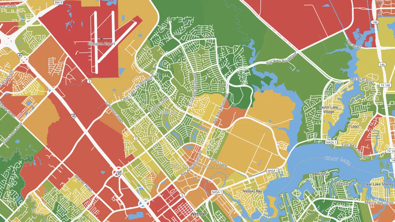 Clear Lake, Houston, TX Map of Assault Rates