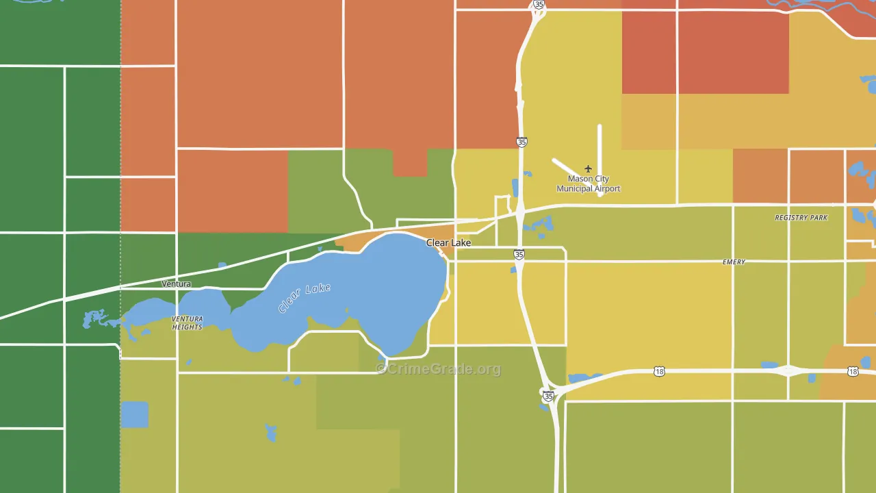 Clear Lake, IA Map of Assault Rates