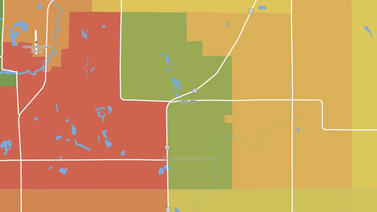 Clear Lake, WI Map of Assault Rates