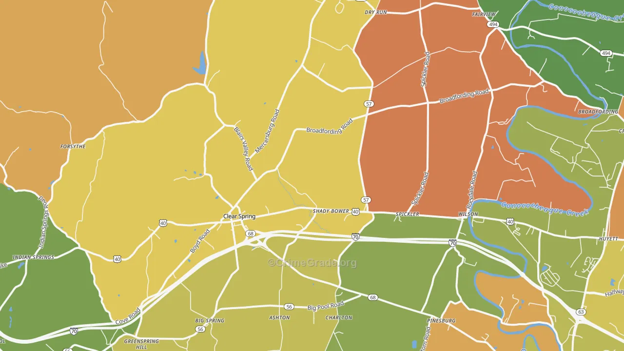 Clear Spring, MD Map of Assault Rates